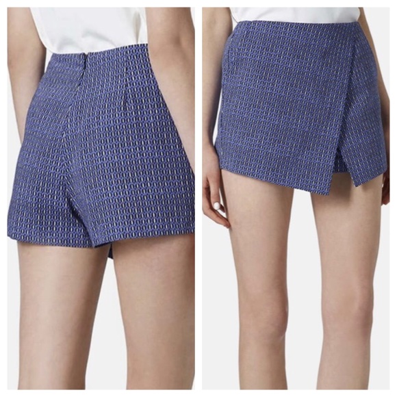 Topshop Geo Tile Print Skort Hemline Notch Sz 12 - Picture 2 of 8